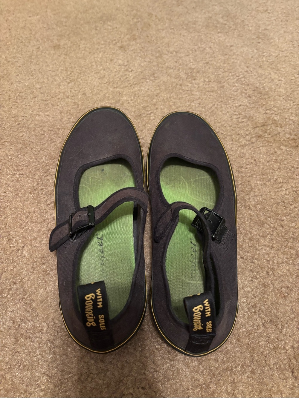 Y2K Dr. Martens Florentia Black Canvas Mary Jane Flats Women Size 10